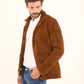 Suede-Texture Button-Up Jacket
