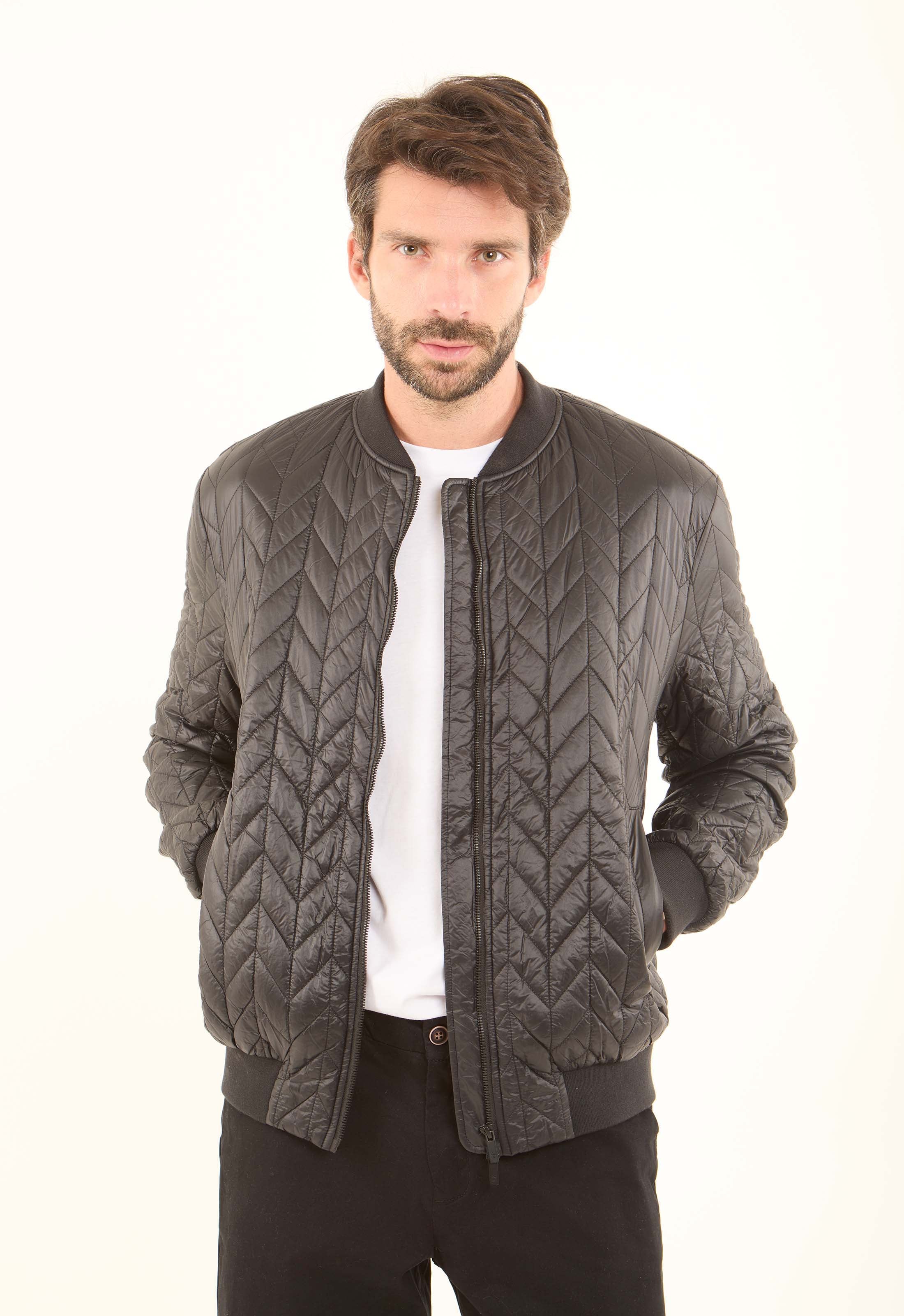 Quilted Nylon Bomber Jacket