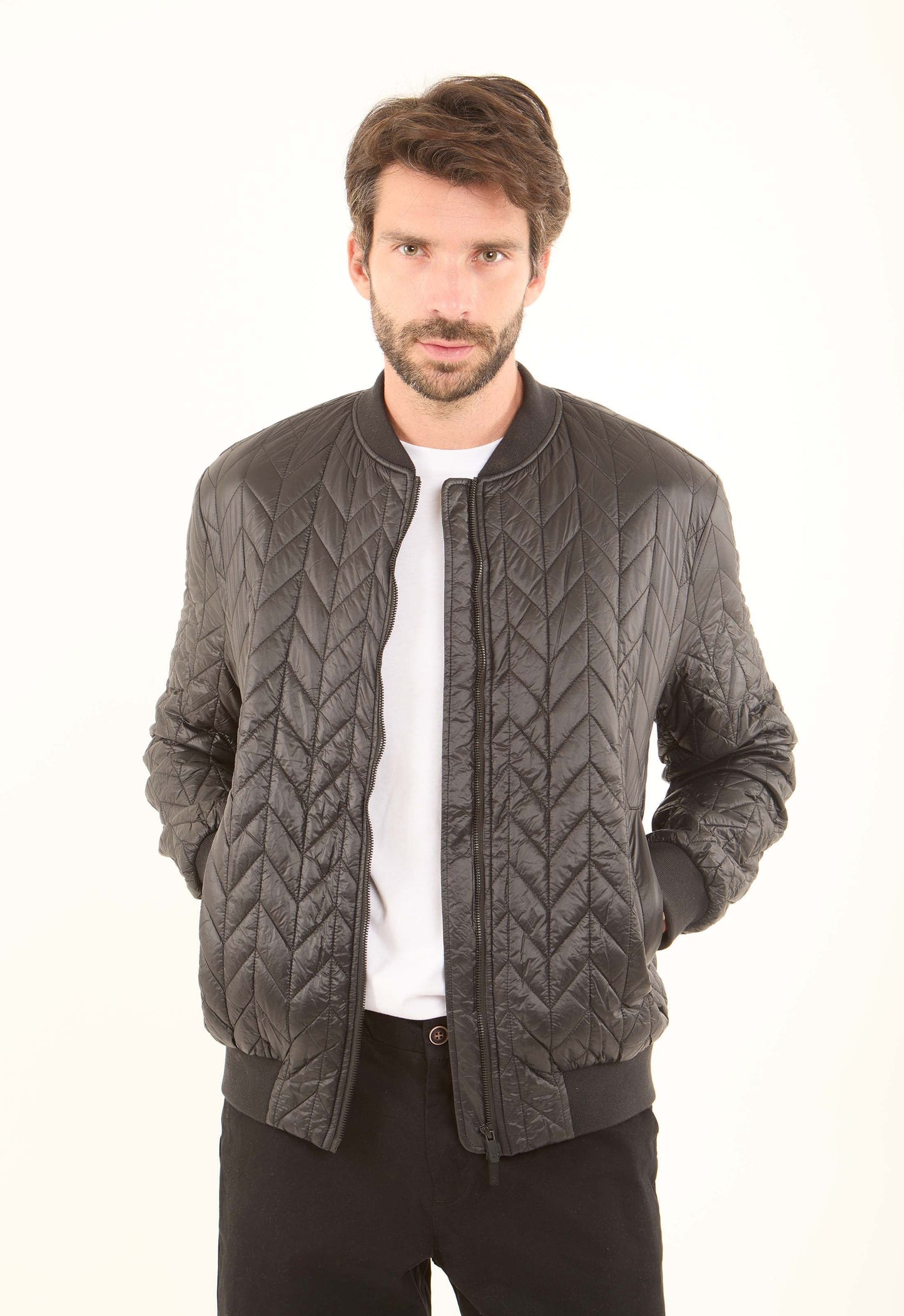 Quilted Nylon Bomber Jacket