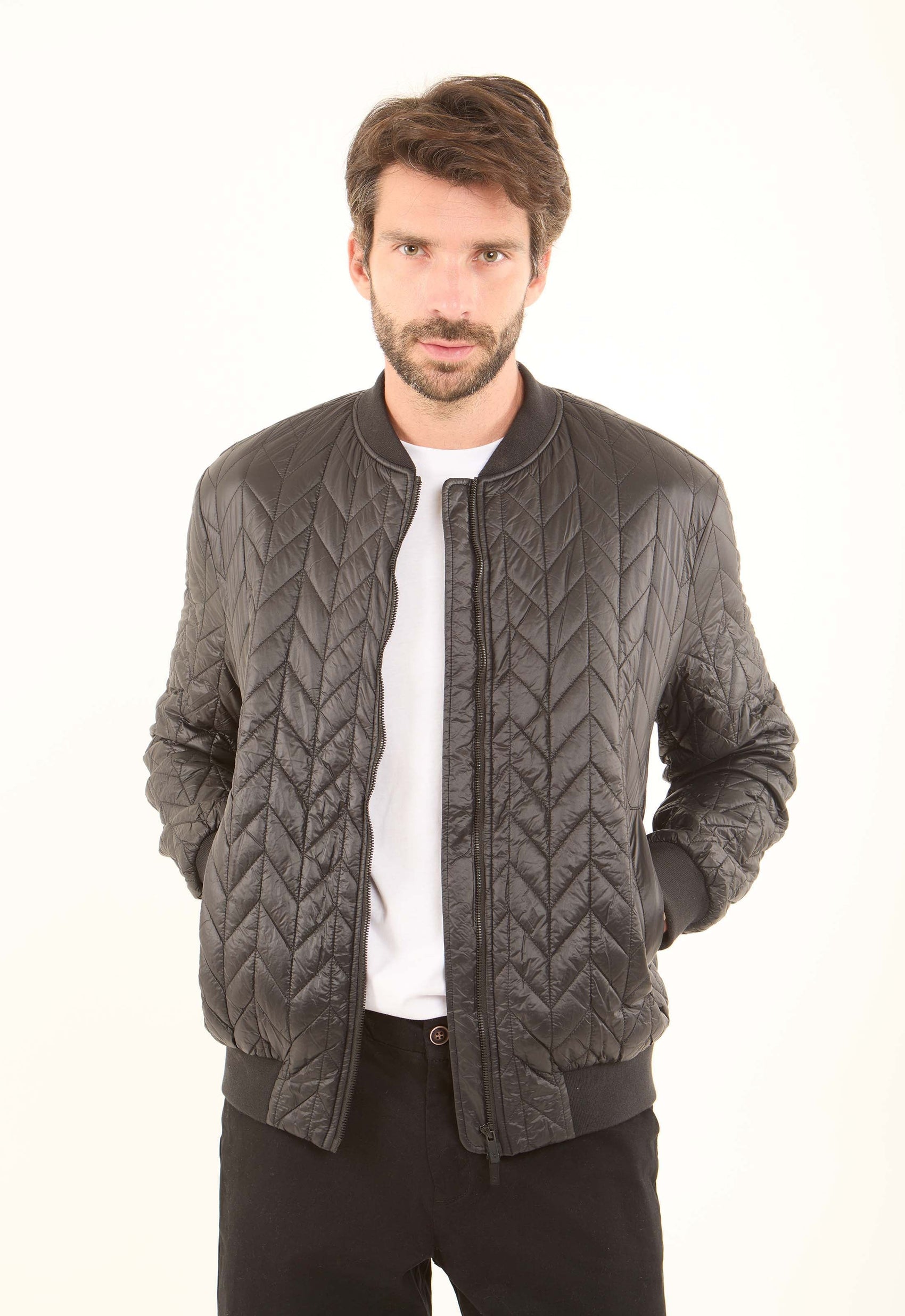 Quilted Nylon Bomber Jacket