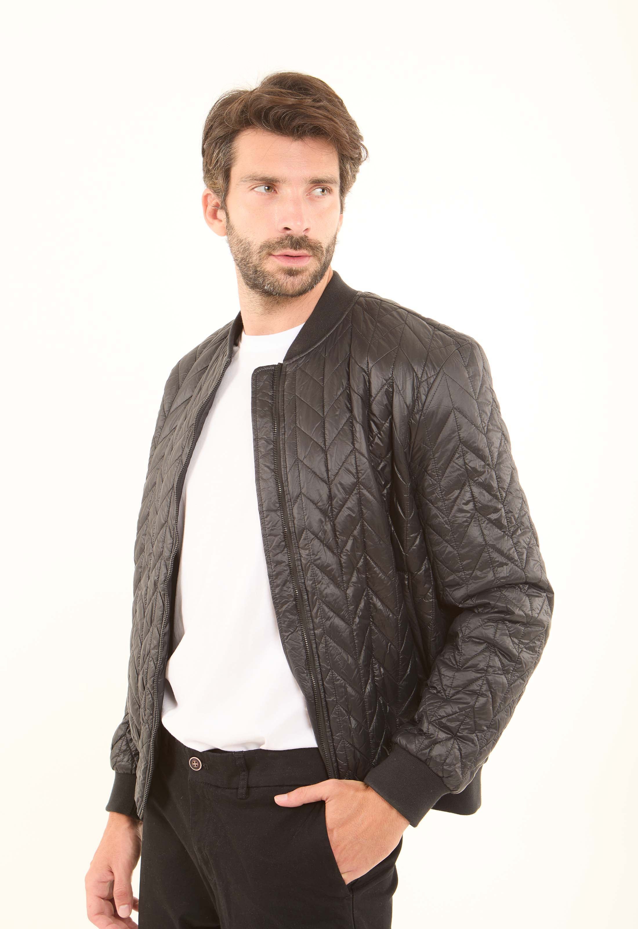 Quilted Nylon Bomber Jacket