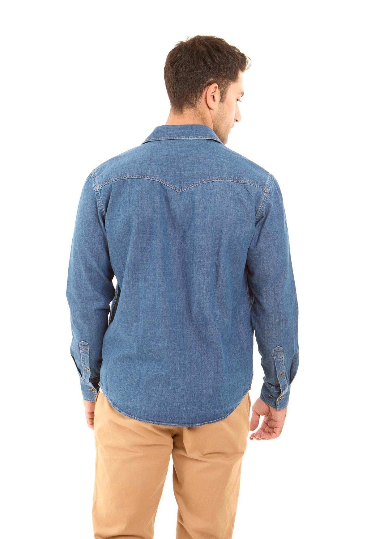 Long Sleeves Buttoned Denim Shirt