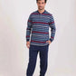 Striped Top & Slip On Pants Winter Pajama Set