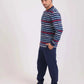 Striped Top & Slip On Pants Winter Pajama Set