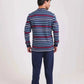 Striped Top & Slip On Pants Winter Pajama Set