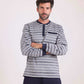 Striped Top & Solid Pants Winter Pajama Set