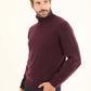 Basic Knitted Pullover with Ribbed Turtle Neck