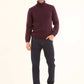 Basic Knitted Pullover with Ribbed Turtle Neck