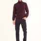 Basic Knitted Pullover with Ribbed Turtle Neck