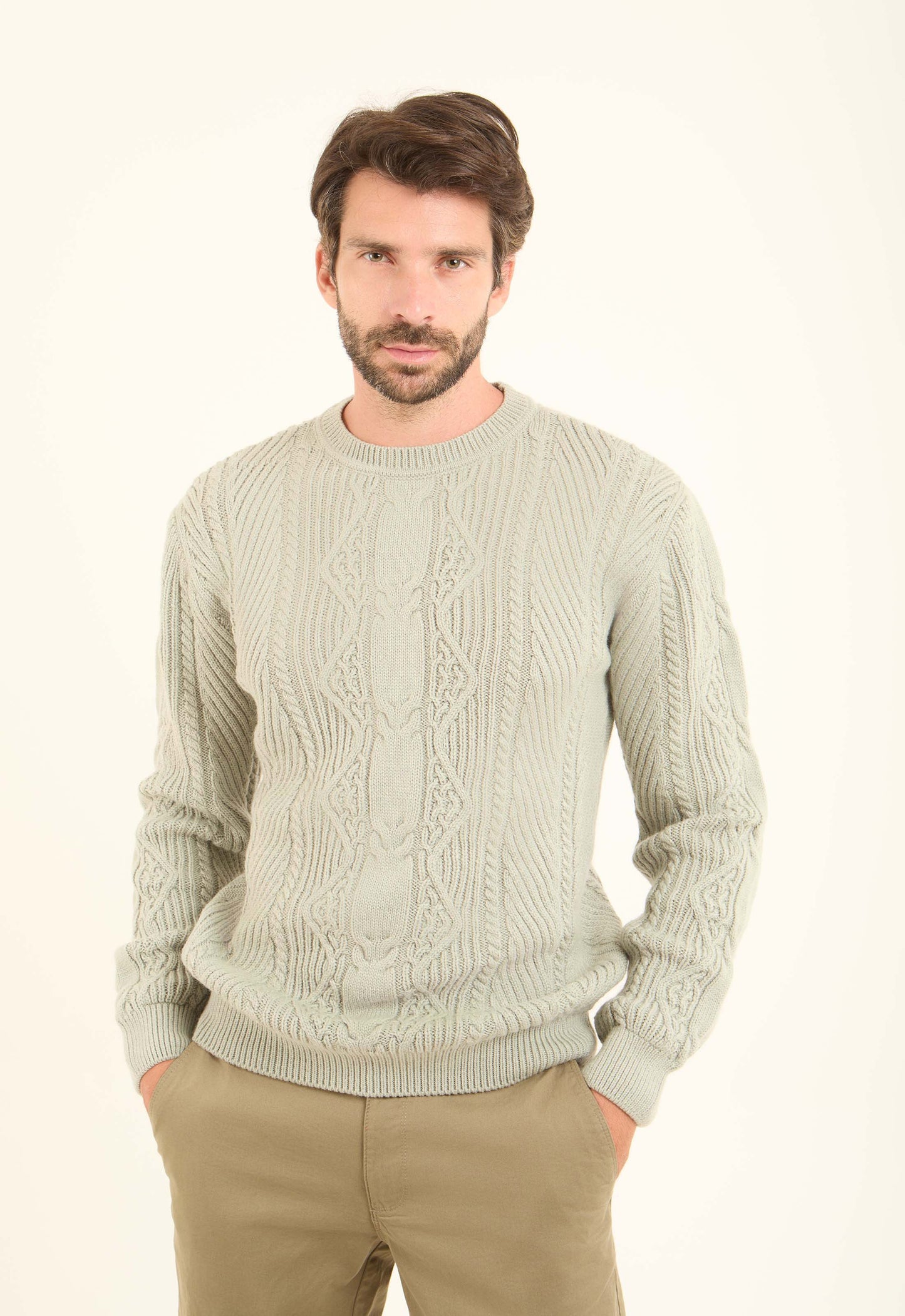 Crew Neck Slip On Pullover with Chunky Knit