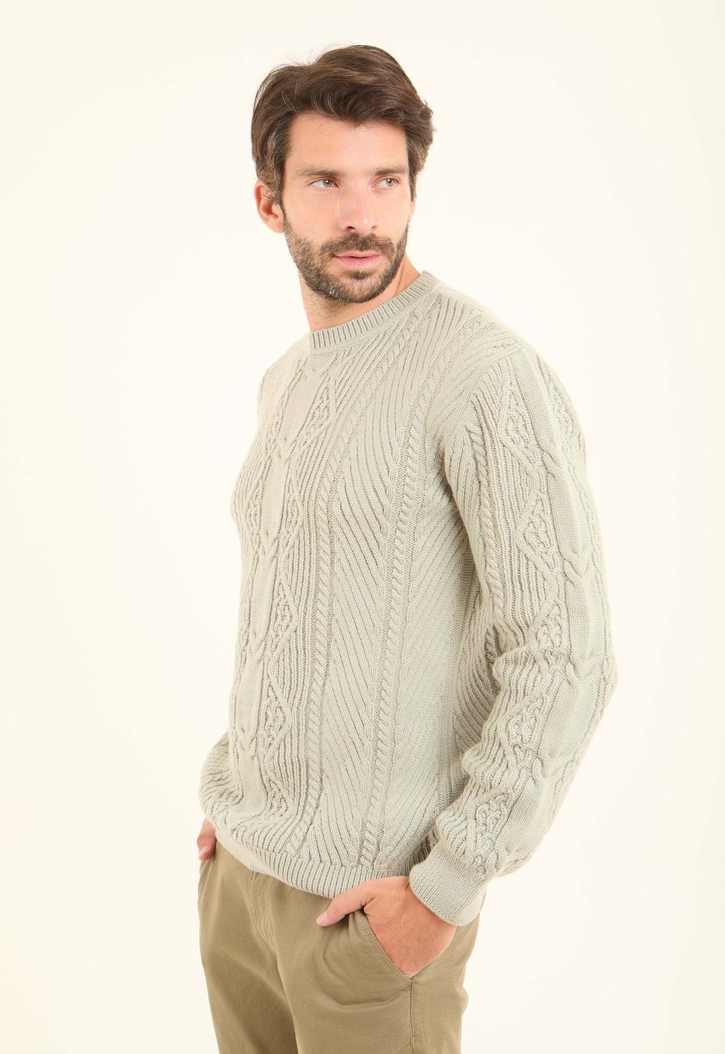 Crew Neck Slip On Pullover with Chunky Knit