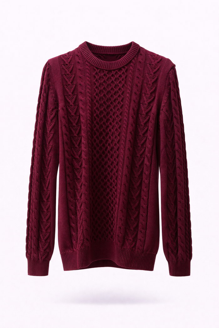 Burgundy Cable-Knit Sweater