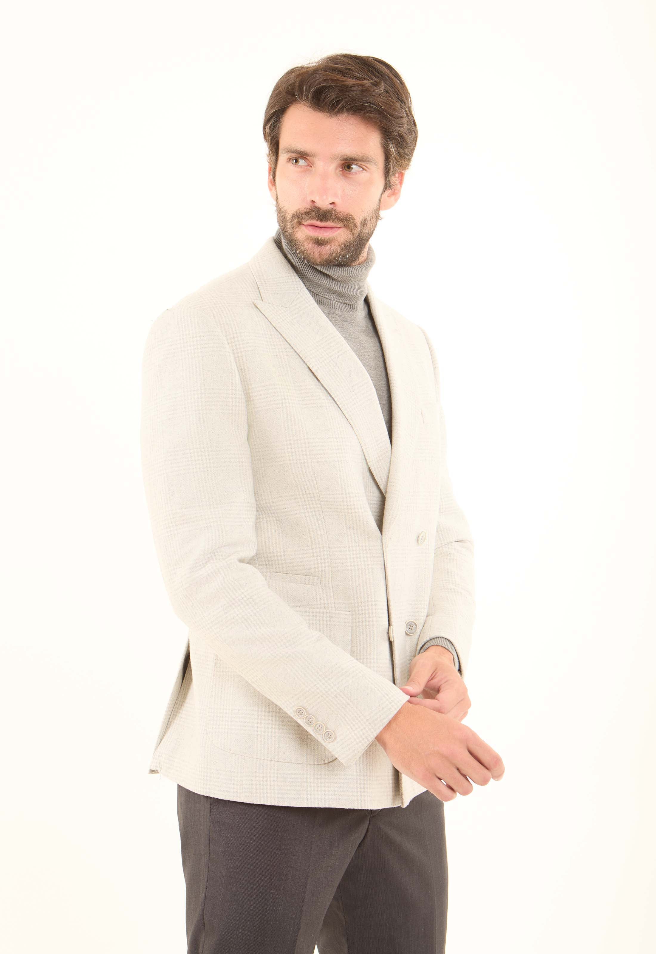 Wool-Blend Textured Tailored Blazer