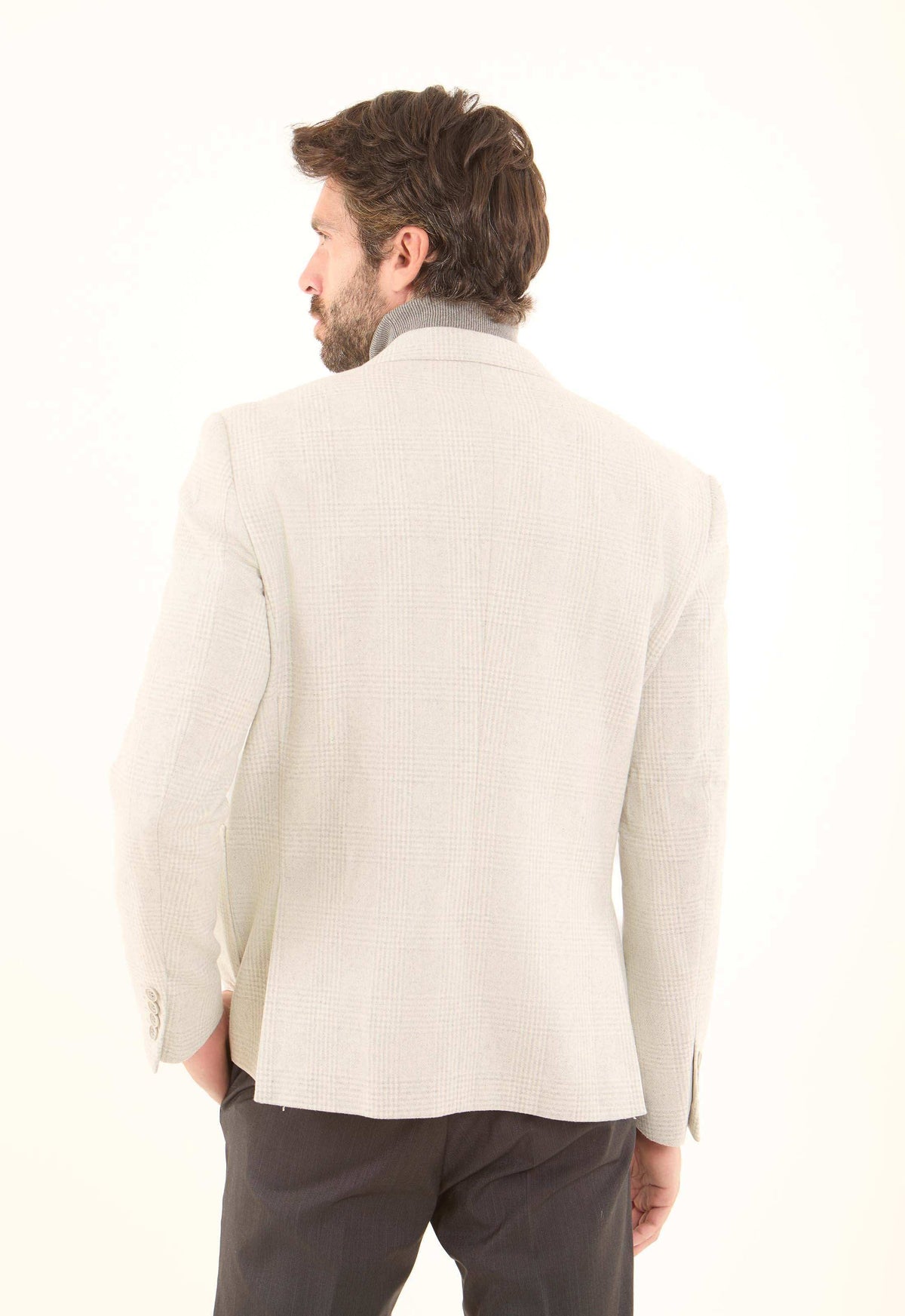 Wool-Blend Textured Tailored Blazer