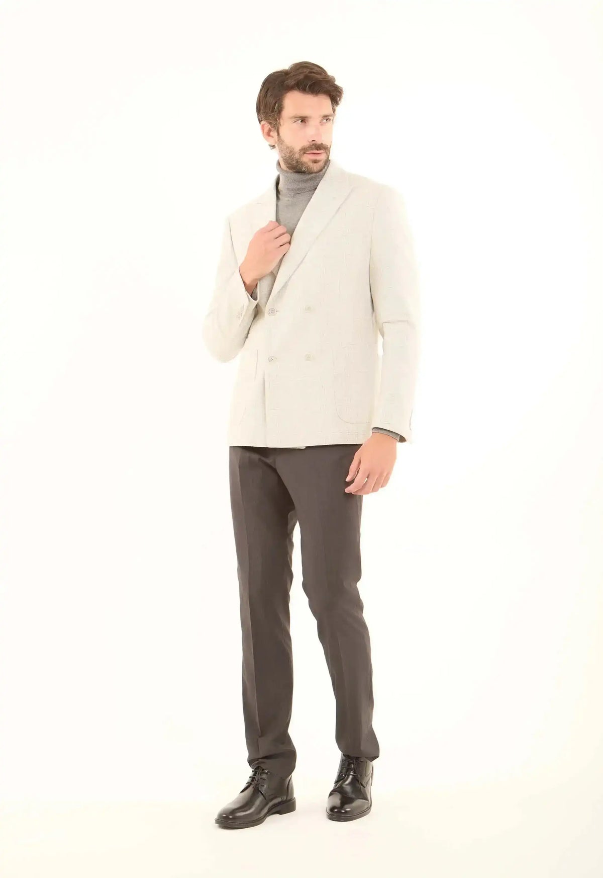 Wool-Blend Textured Tailored Blazer