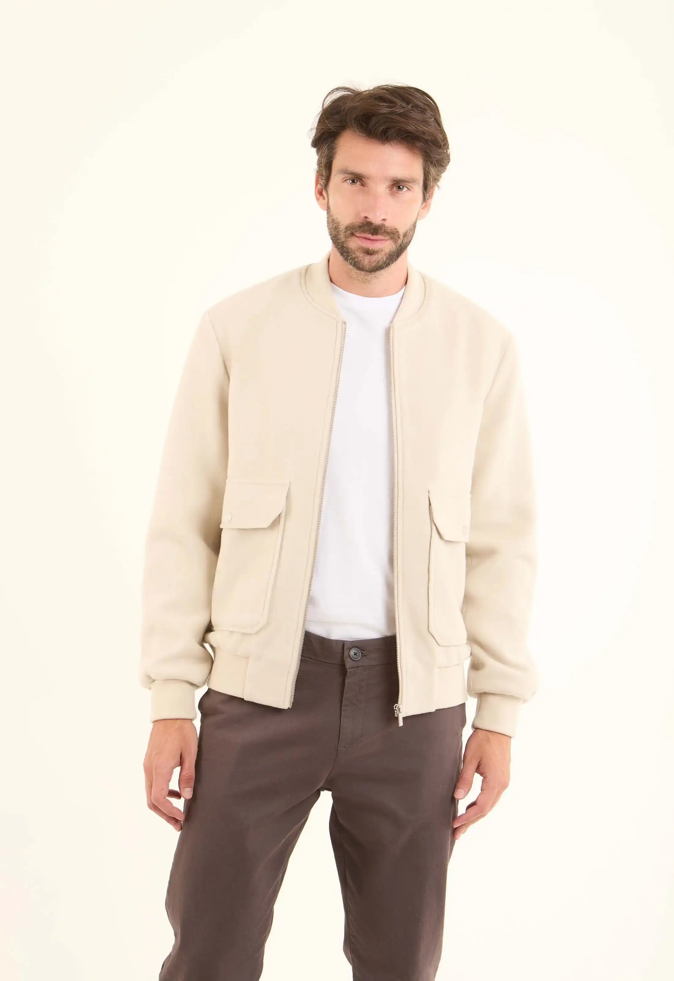 Wool-Blend Bomber Style Jacket