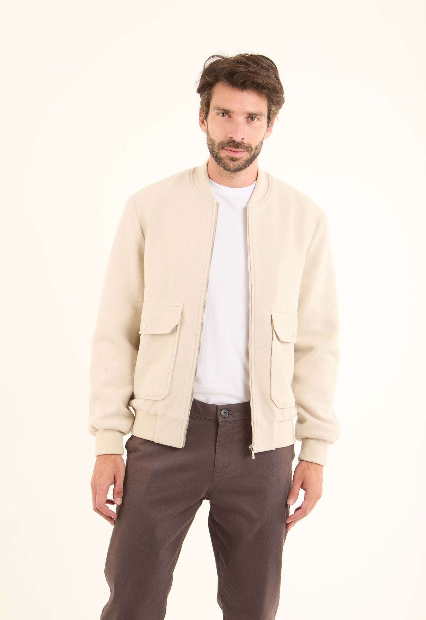 Wool-Blend Bomber Style Jacket