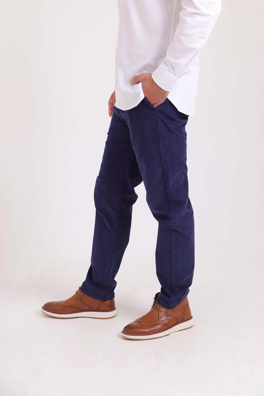 Solid Cotton Chino Pants with Side Pockets