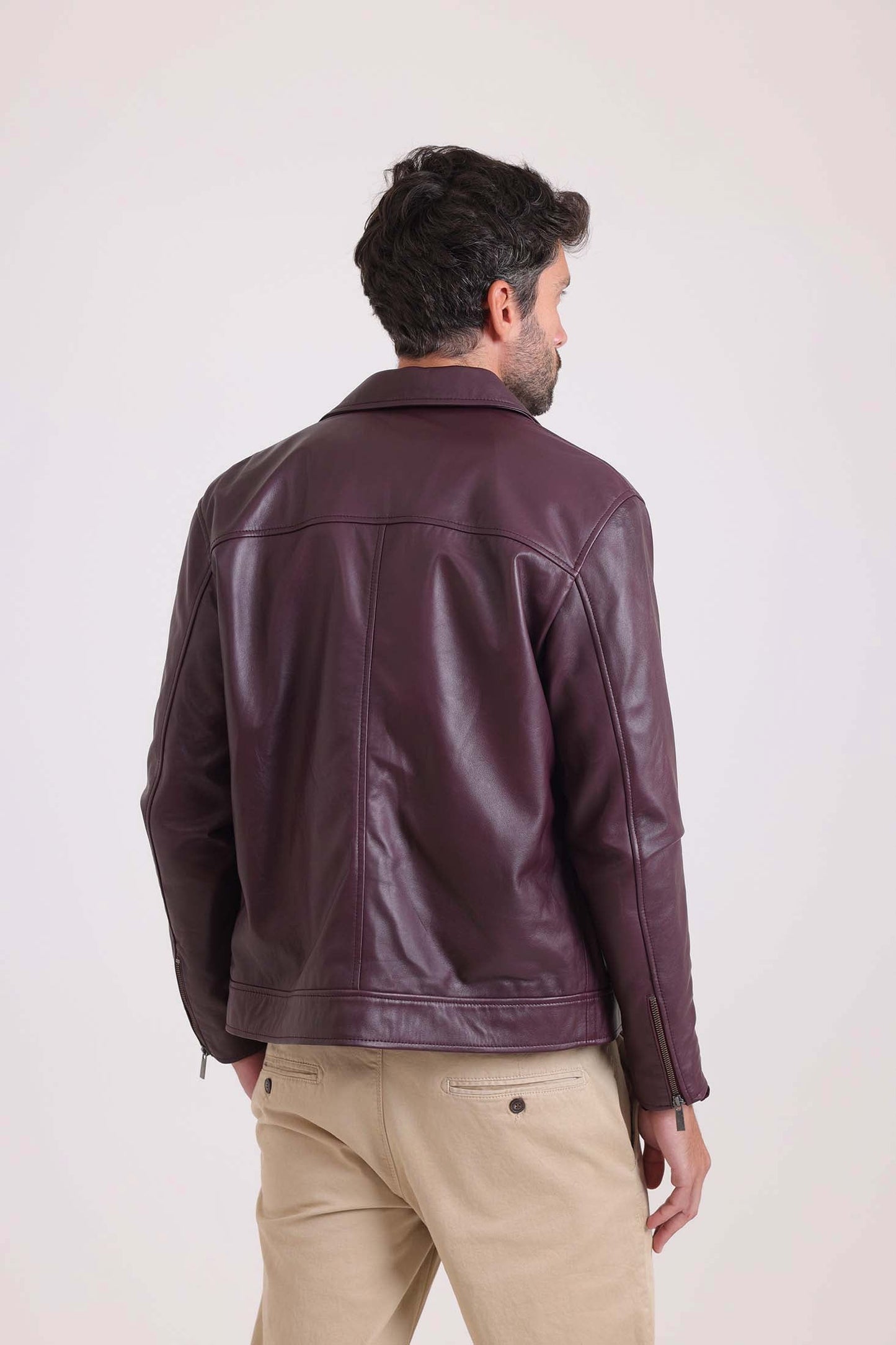 Long Sleeves Elegant Solid Leather Jacket