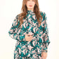 Floral Printed High-Neck Viscose Blouse