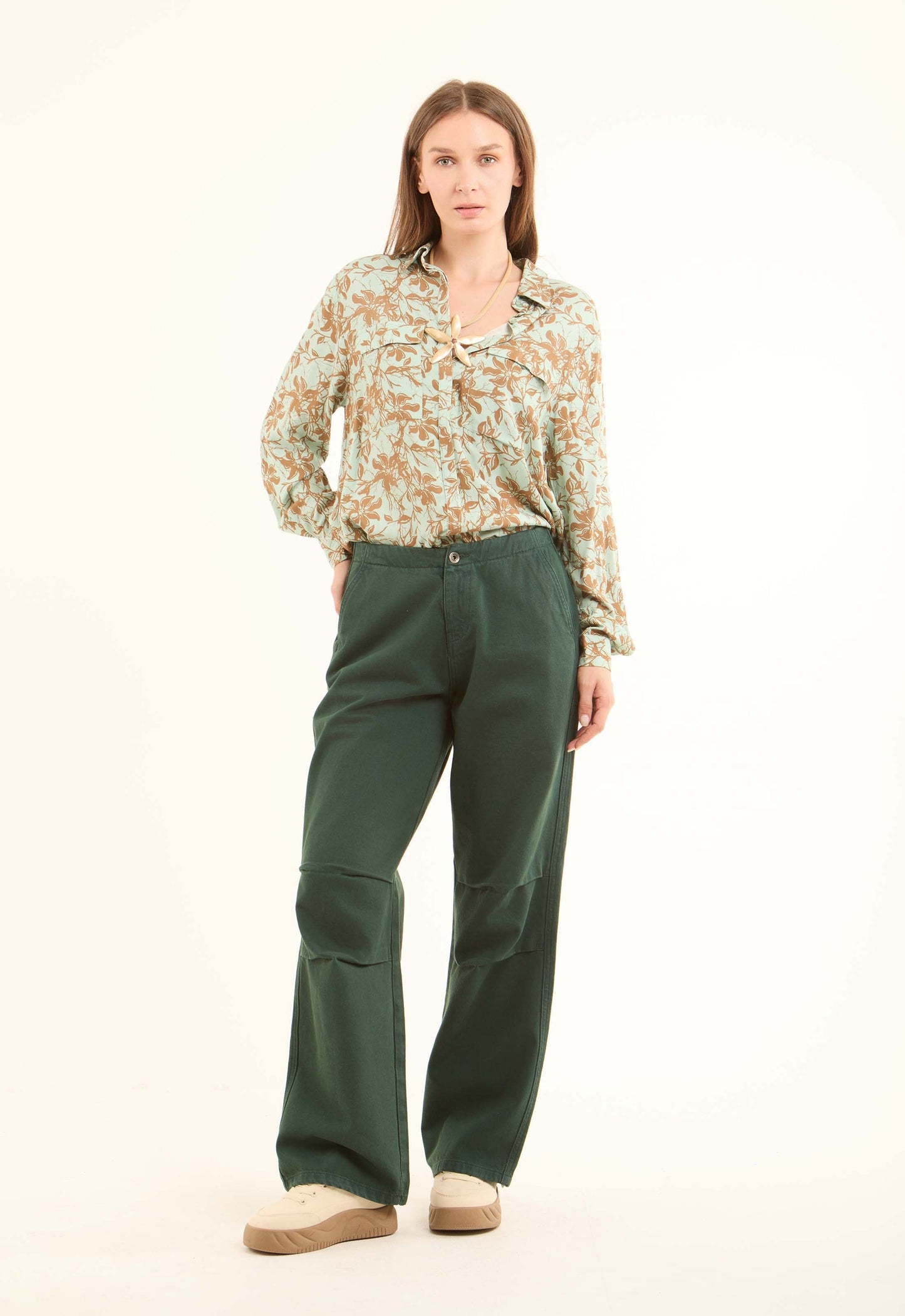 Structured Utility Wide-Leg Pants