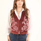 Vintage Velvet Vest with Embroidery & Brass Studs