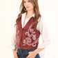 Vintage Velvet Vest with Embroidery & Brass Studs