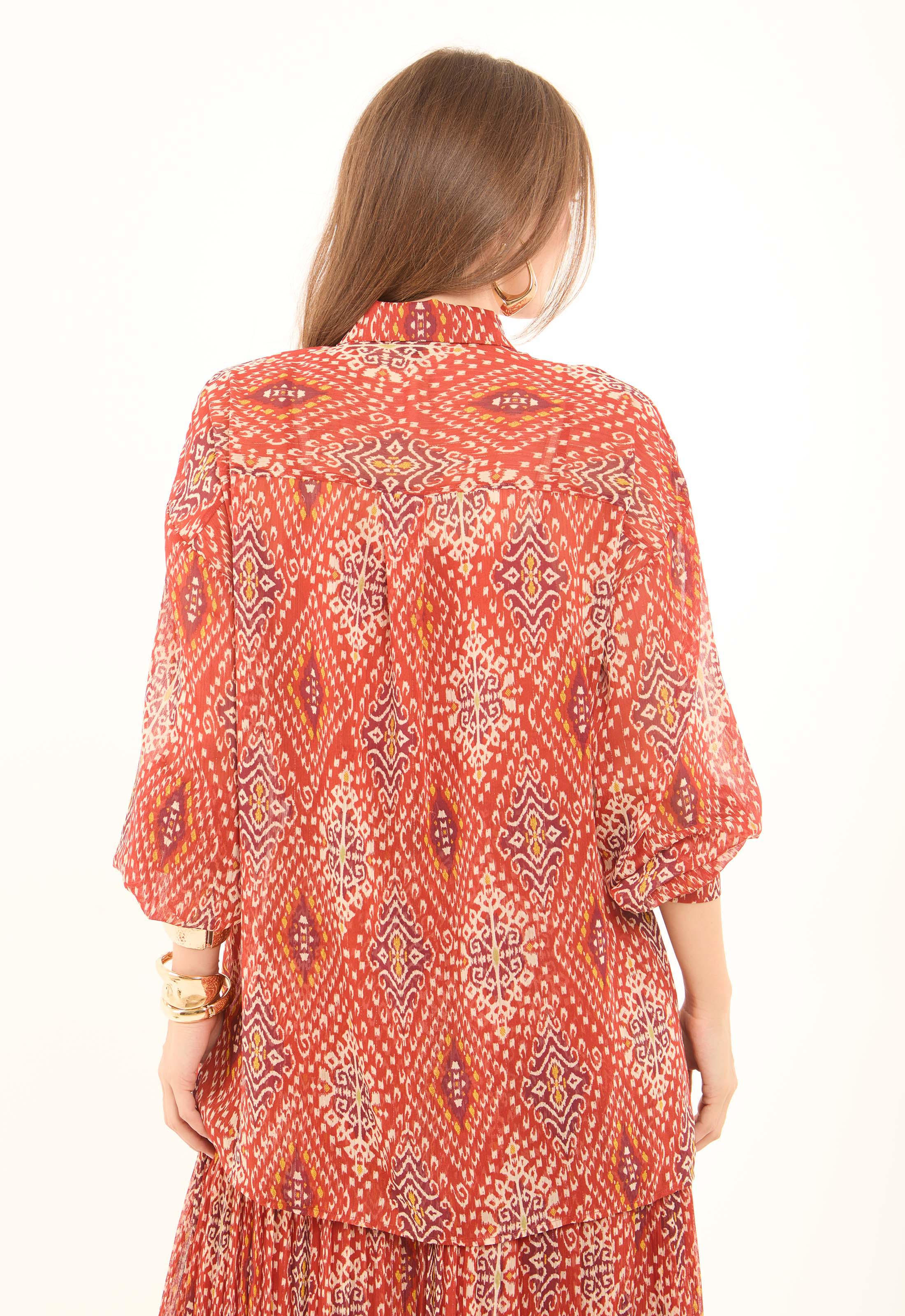 Printed Tie-Neck Blouse