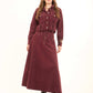 Front Lace-Up Ribbed A-Line Skirt