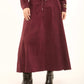 Front Lace-Up Ribbed A-Line Skirt