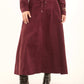 Front Lace-Up Ribbed A-Line Skirt