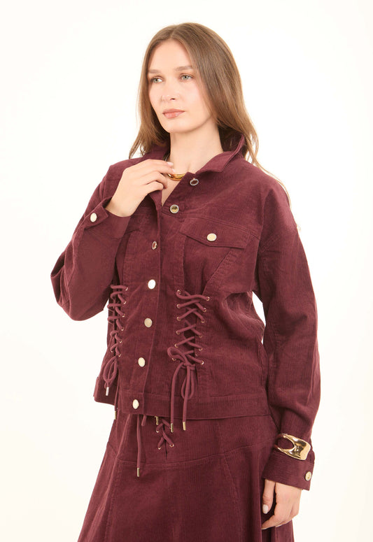 Corset-Lace Corduroy Jacket