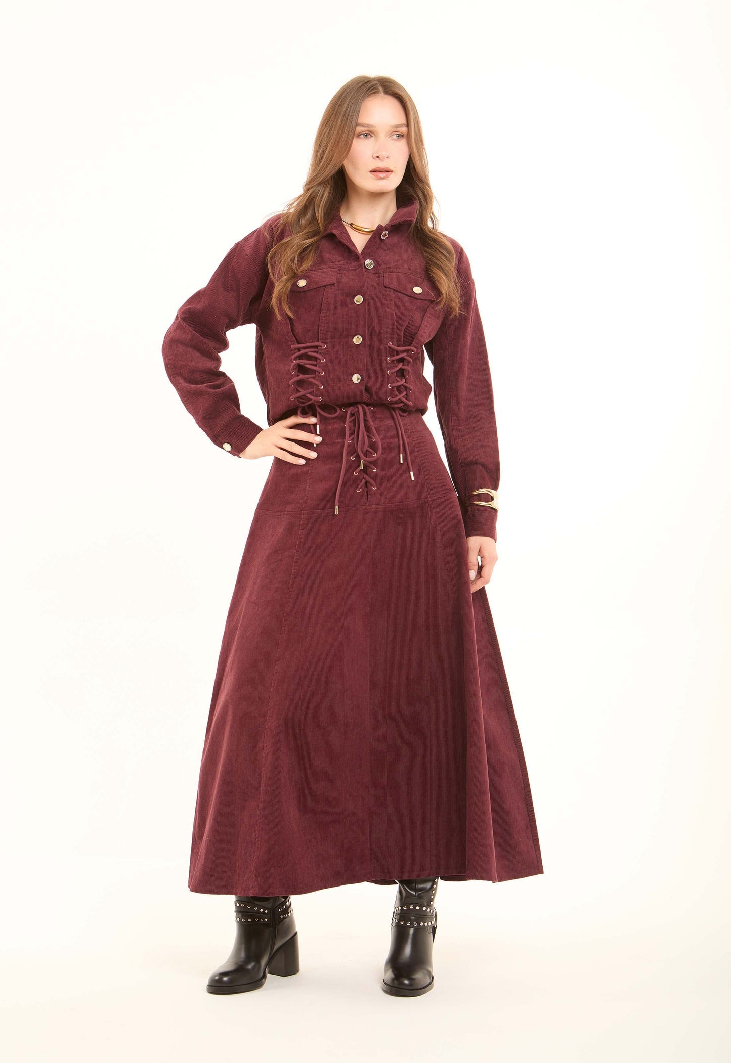 Corset-Lace Corduroy Jacket