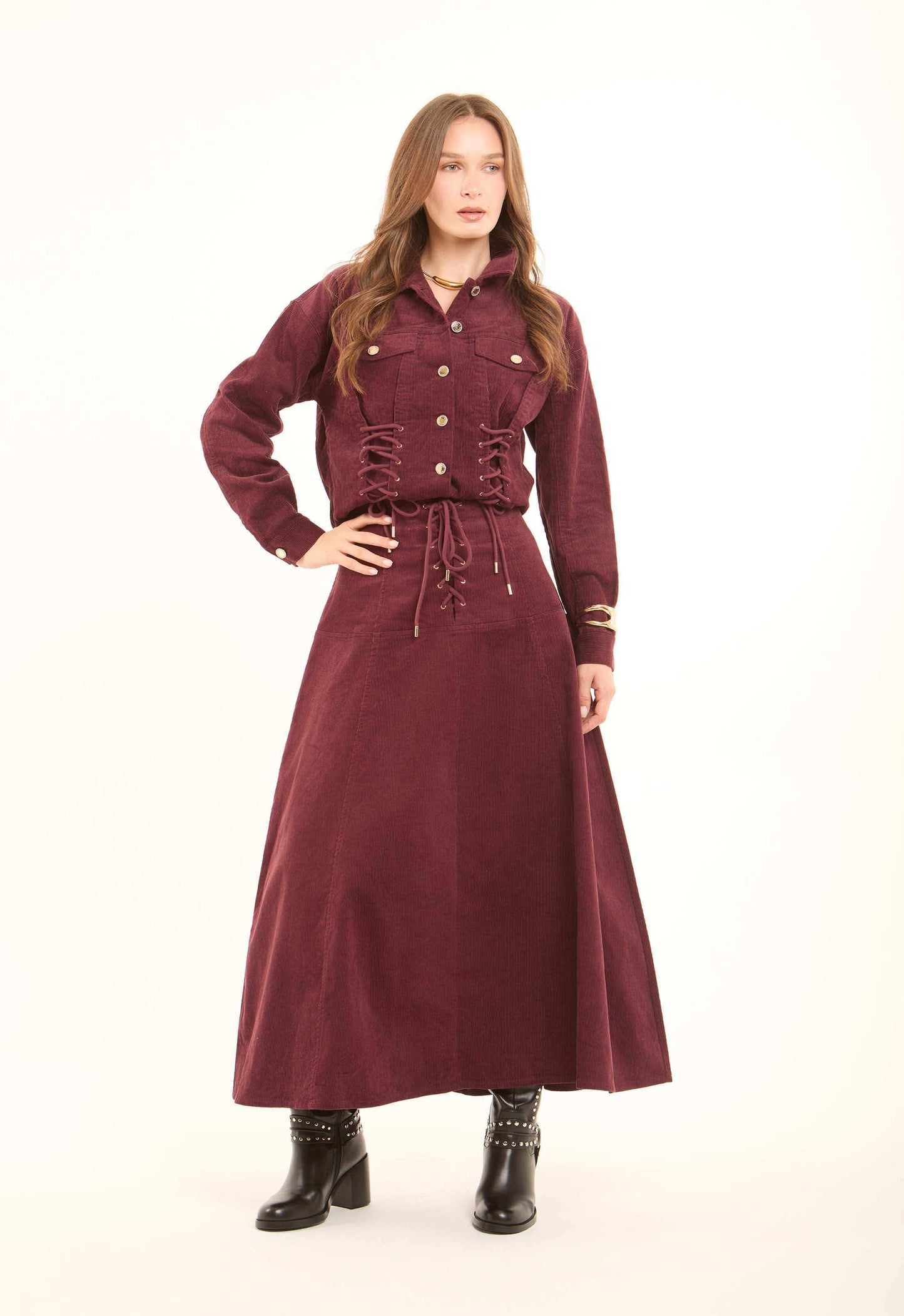 Corset-Lace Corduroy Jacket