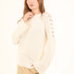 Decorative Lace-Up Sleeves Striped Pullover