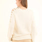 Decorative Lace-Up Sleeves Striped Pullover