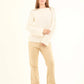 Decorative Lace-Up Sleeves Striped Pullover