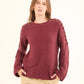 Decorative Lace-Up Sleeves Striped Pullover