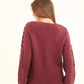 Decorative Lace-Up Sleeves Striped Pullover