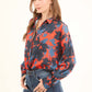 Printed Satin-Feel Blouse with Classic Collar