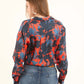 Printed Satin-Feel Blouse with Classic Collar