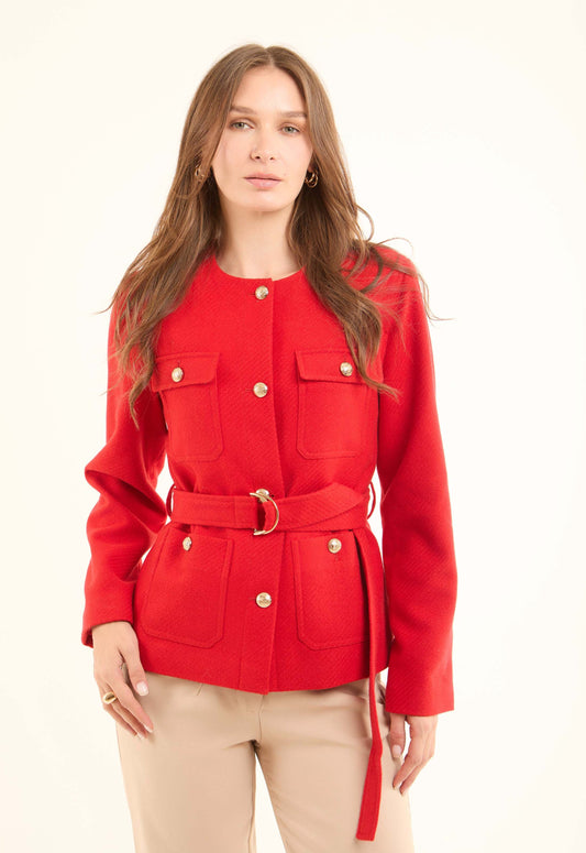 Textured Wool-Blend Style Jacket