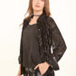 Sheer Leaf-Pattern Blend Shirt