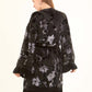 Velvet Floral Elegant Kimono with Fringed Sleeves
