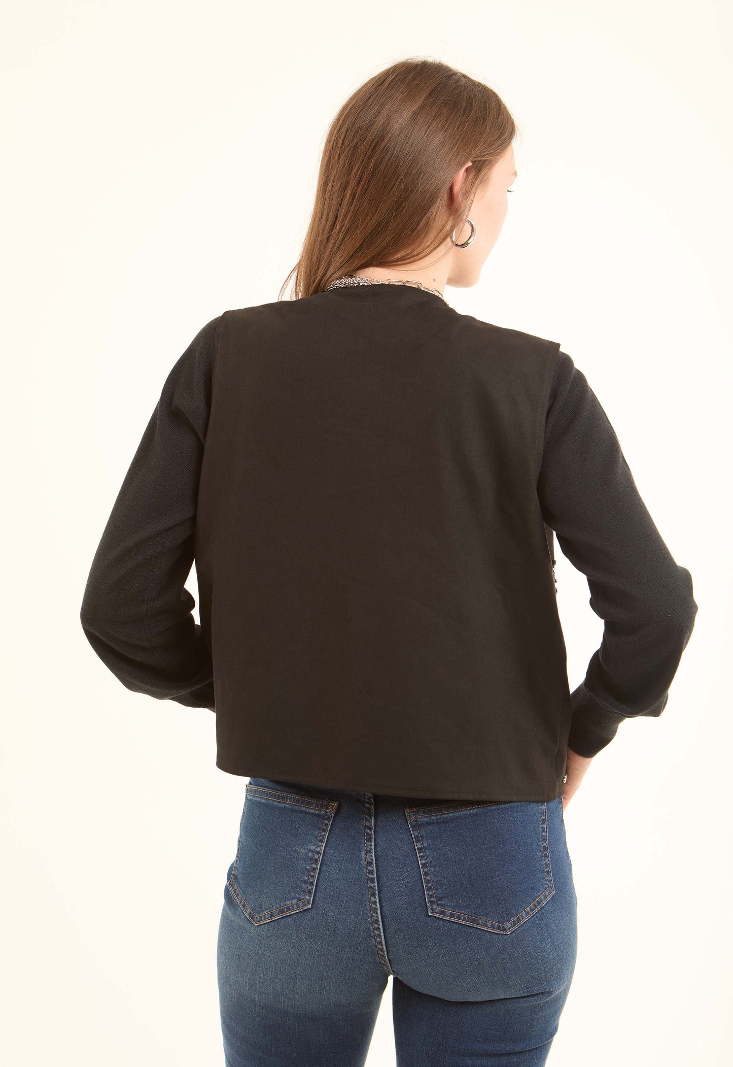 Embellished Silver Studs Lace-Up Vest