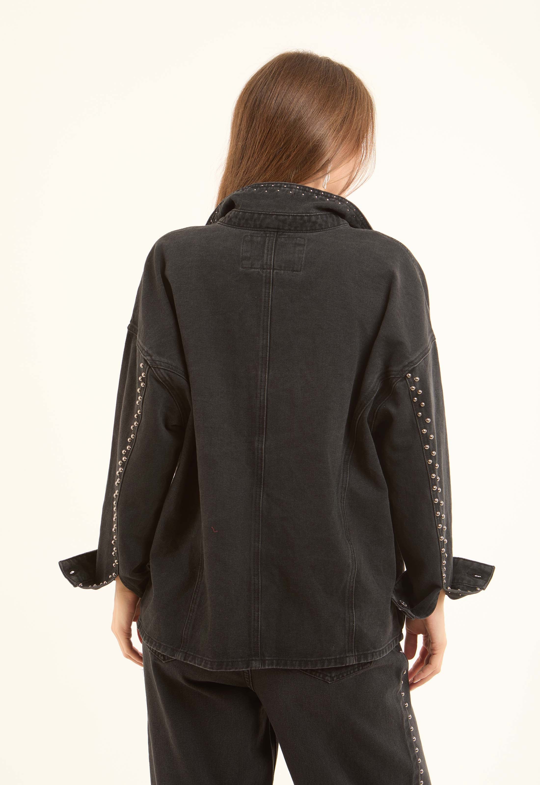 Studded Oversized Denim Overshirt