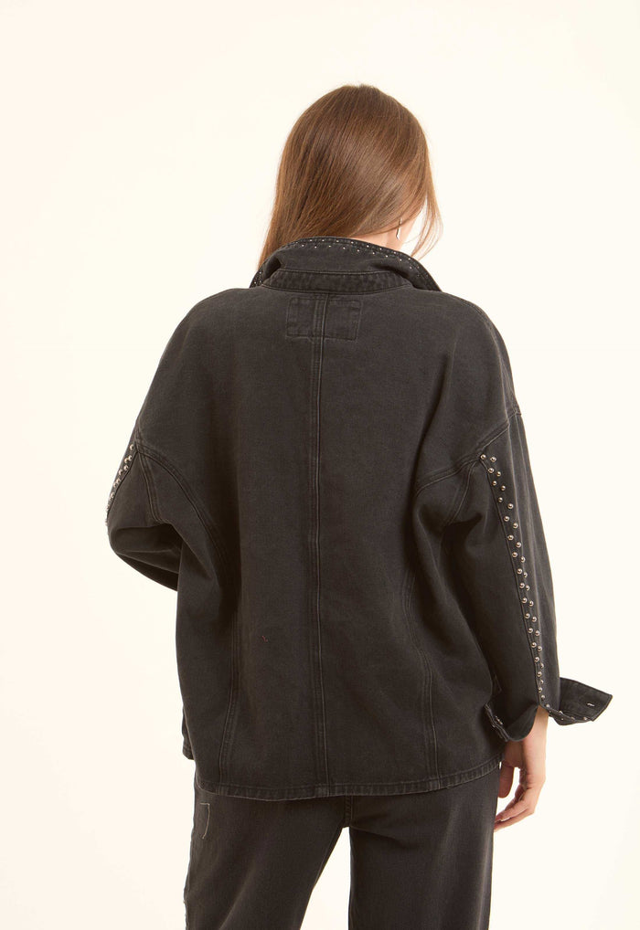 Studded Oversized Denim Overshirt