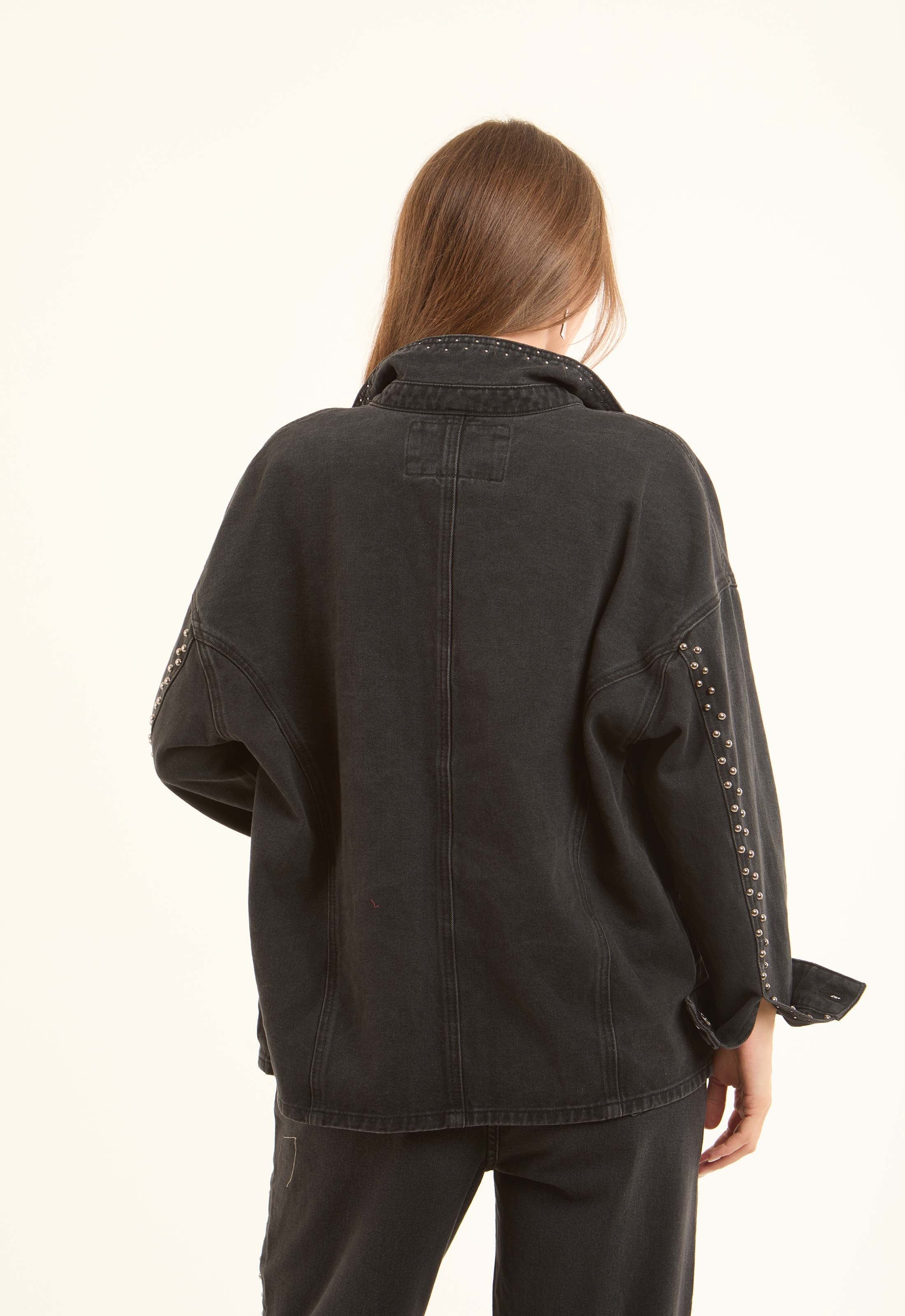 Studded Oversized Denim Overshirt
