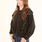 Front Ruffles with Pearls Crew Neck Sweatshirt