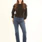 Front Ruffles with Pearls Crew Neck Sweatshirt